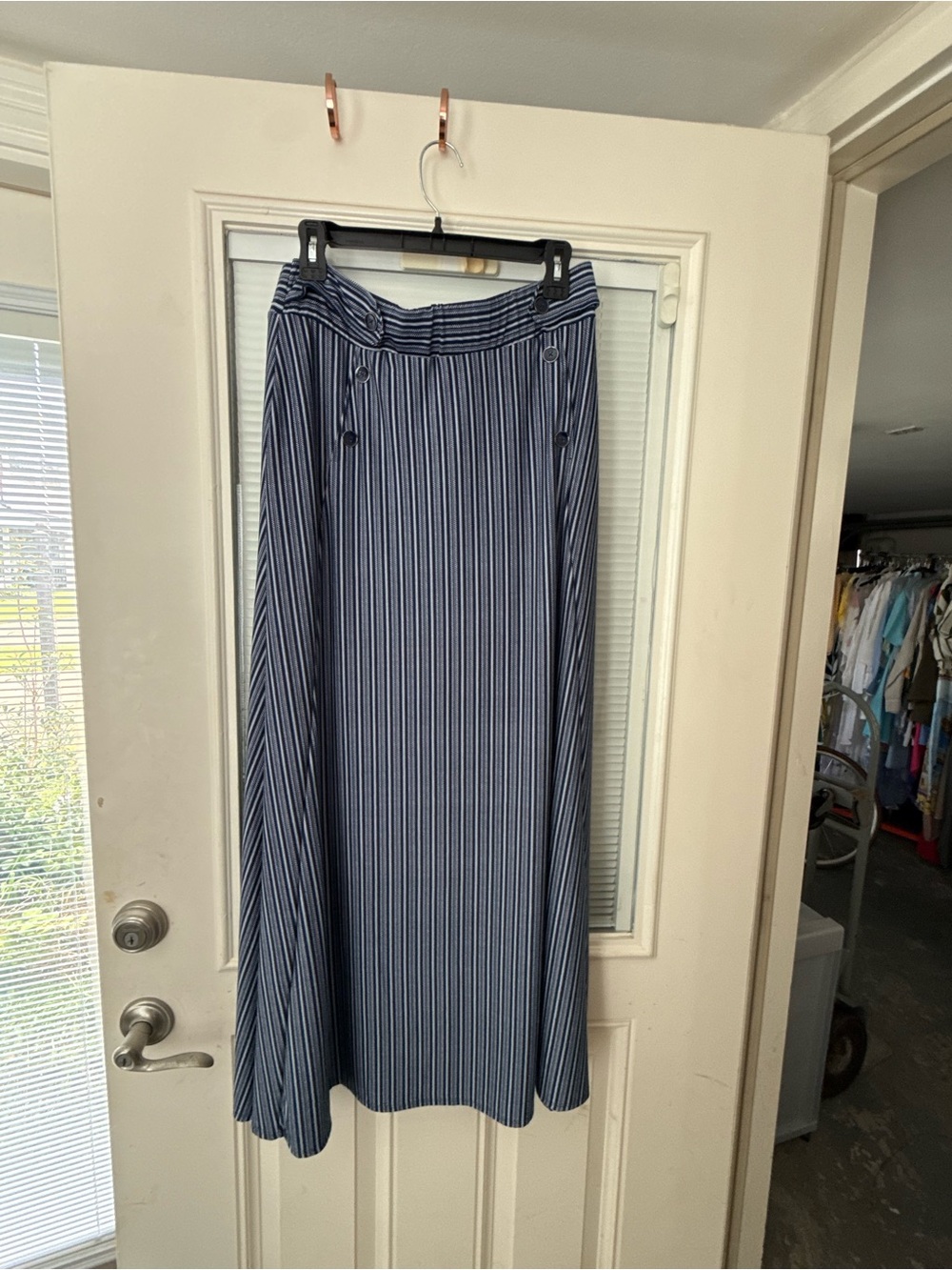 Robert Louis Navy and White Striped Maxi Skirt